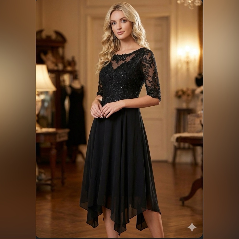 NWT Miss Veil Elegant Black Lace‎ Dress size 16